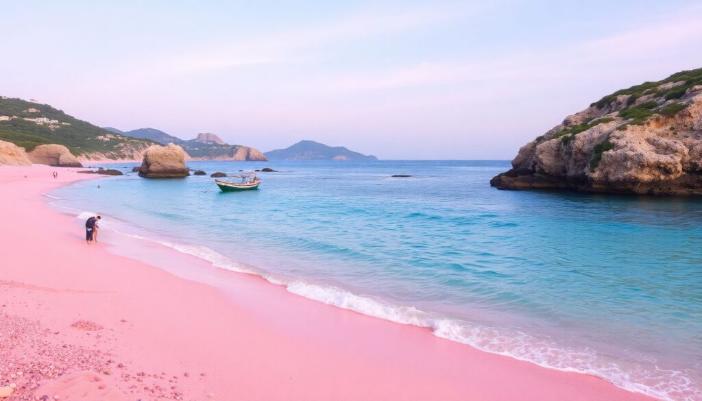Самые необычные пляжи мира: с розовым, черным и зеленым песком - иллюстрация