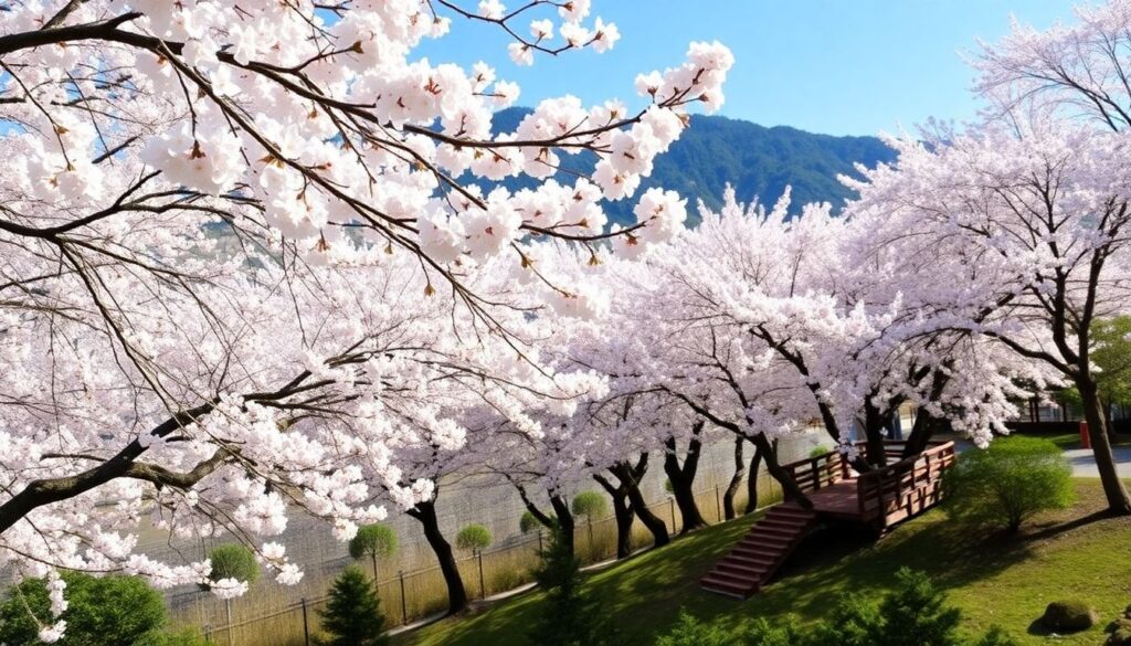 Путешествие в Японию в сезон цветения сакуры - иллюстрация