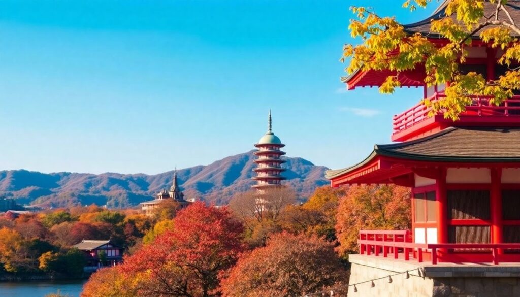 Лучшие направления для путешествий в октябре - иллюстрация