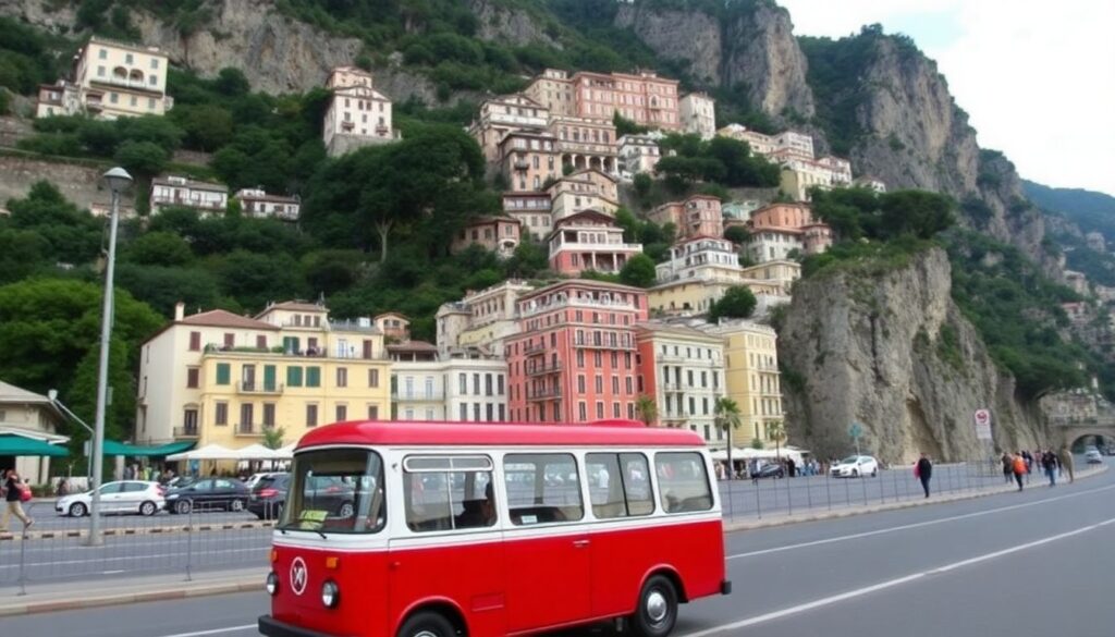 Путешествие по побережью Амальфи в Италии - иллюстрация