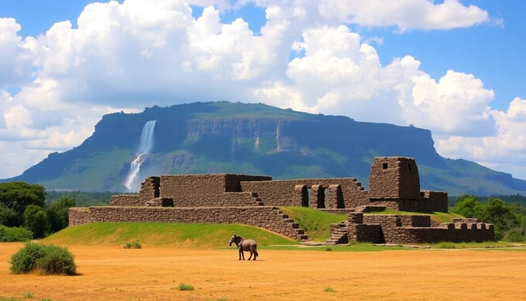 Путешествие в Зимбабве: водопад Виктория и руины Великого Зимбабве - иллюстрация