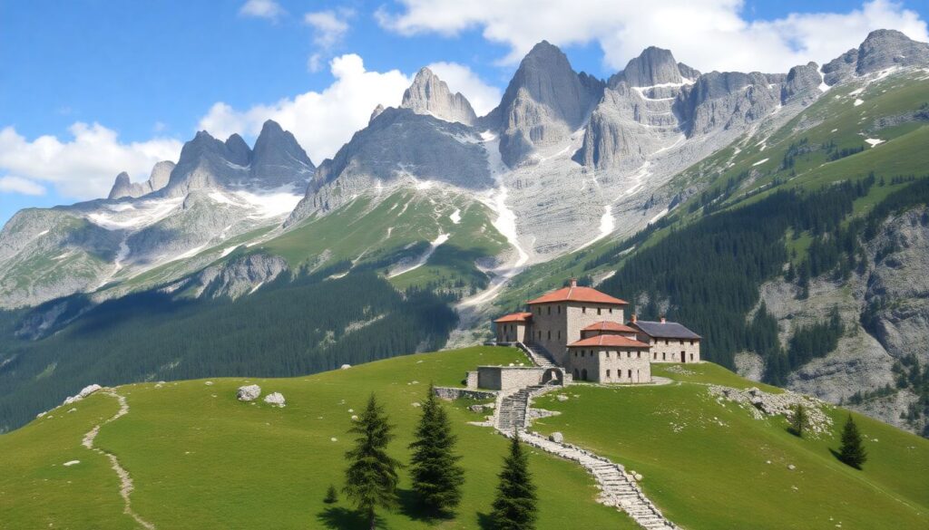 Путешествие по Доломитовым Альпам в Италии - иллюстрация