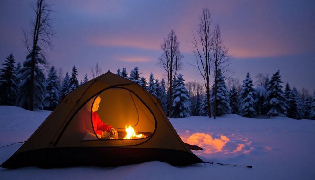 Лучшие места для зимнего кемпинга - иллюстрация