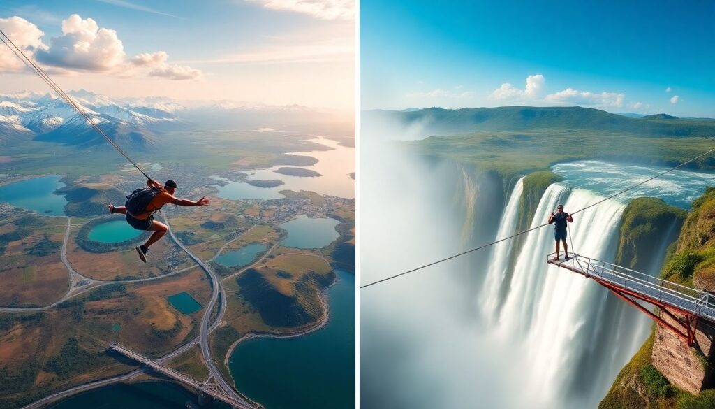 Лучшие места для прыжков с парашютом и банджи-джампинга - иллюстрация