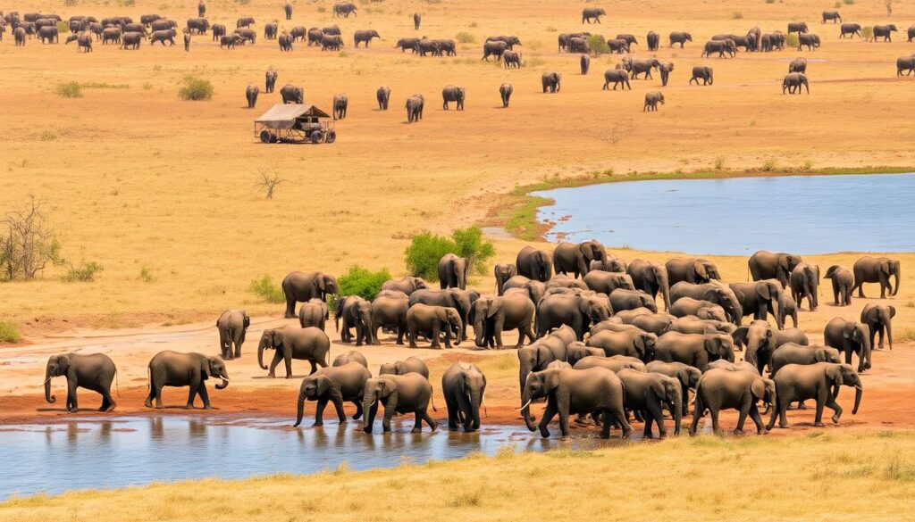 Лучшие места для наблюдения за слонами в дикой природе - иллюстрация