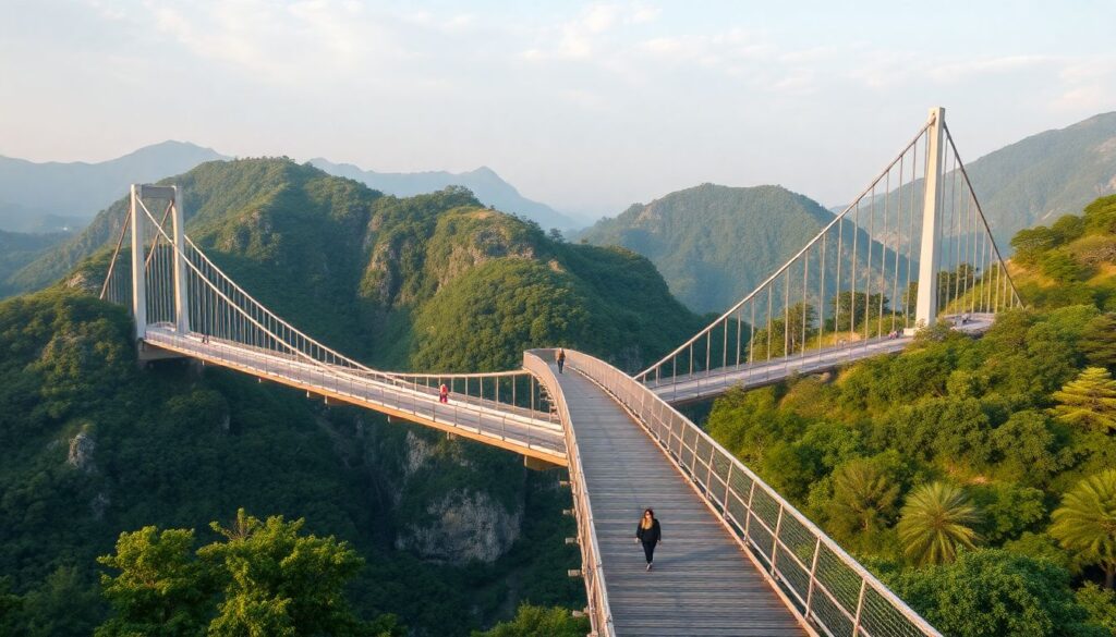 Самые впечатляющие подвесные мосты для пешеходов - иллюстрация