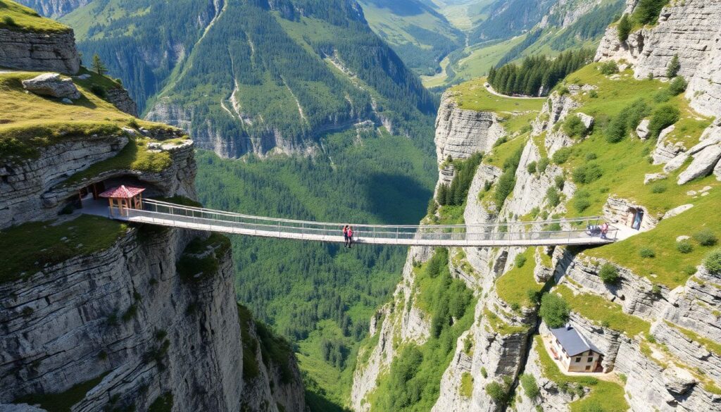 Самые впечатляющие подвесные мосты для пешеходов - иллюстрация