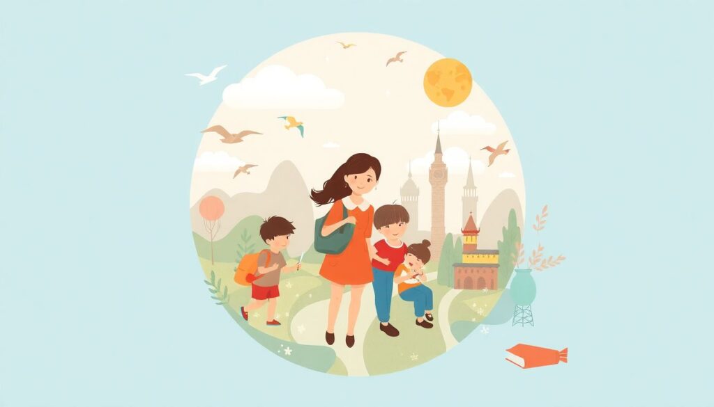 Как путешествовать по миру с детьми на домашнем обучении - иллюстрация