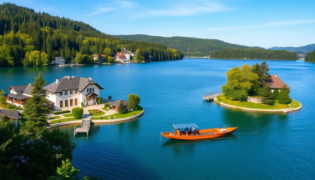 Путешествие по баварским озерам в Германии - иллюстрация