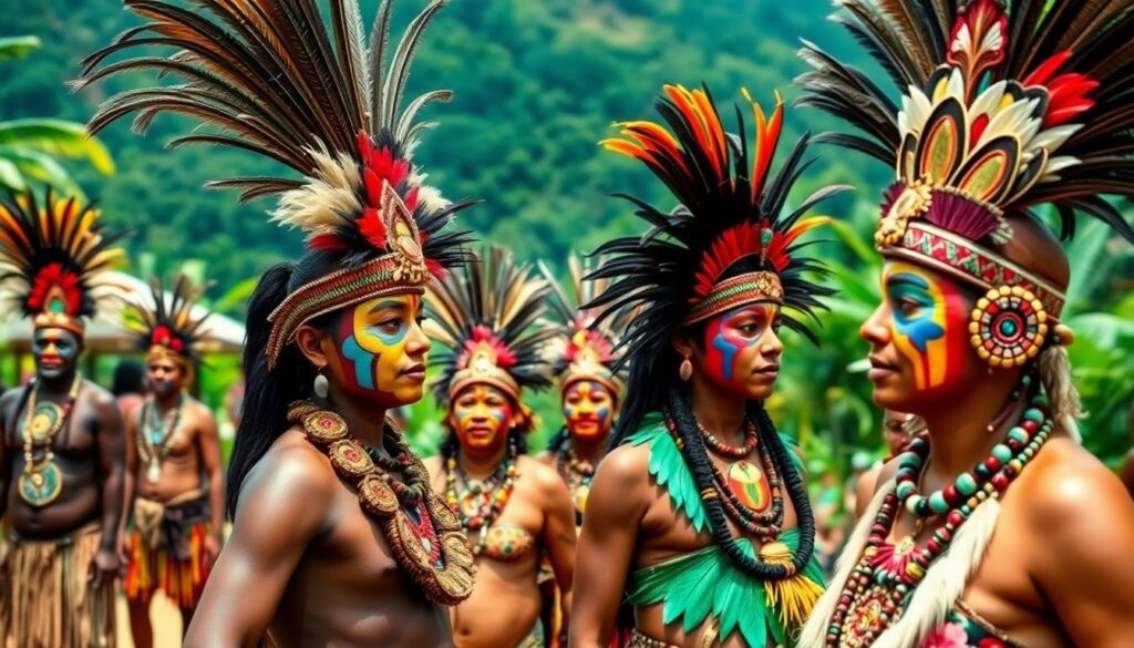 Путешествие в Папуа - Новую Гвинею: фестиваль синг-синг - иллюстрация