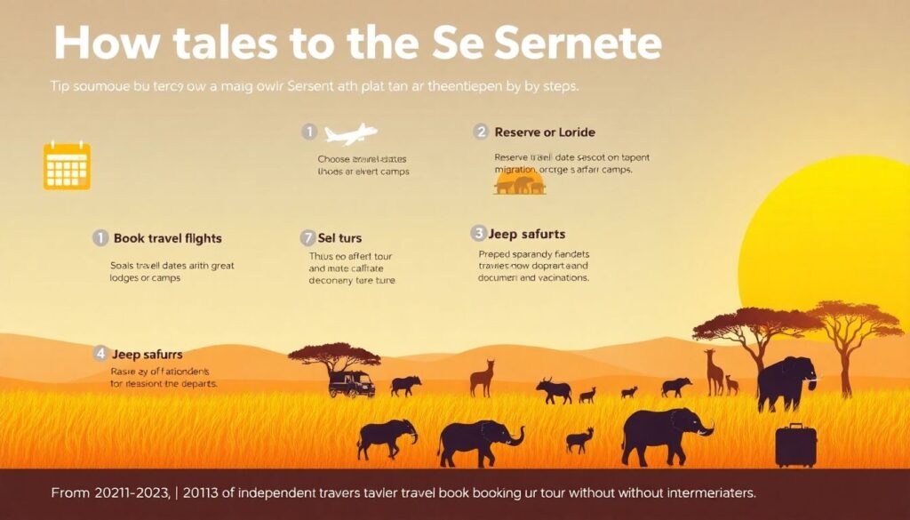 Путешествие по национальному парку Серенгети в Танзании - иллюстрация